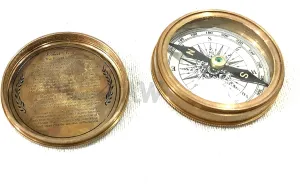 Robert Frost The Road Not Taken Handmade Nautical Compass Maritime Marine Working Compass with Leather Case