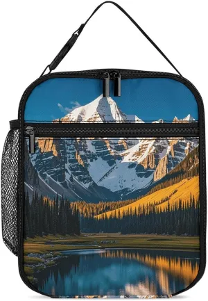 Rocky Mountain Range Lunch Bag Portable Lunch Boxes Small Insulated Tote Bag Thermal Bento Boxes Mini Cooler Bags Reusable Work Travel Lunch Box Picnic Snack Bag