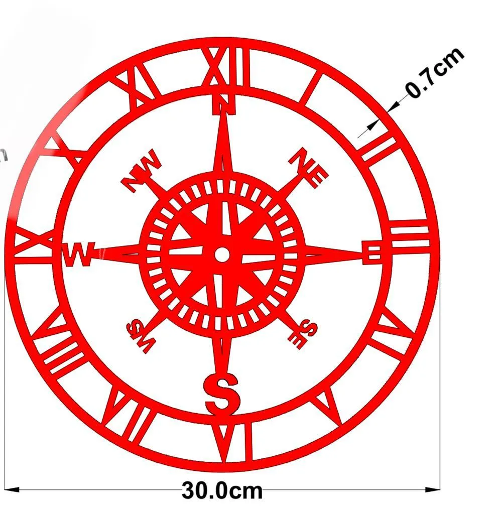 Roman Ring With Compass 30 cm Dia Acrylic Cutting For Resin Clock Art (Dark Gold)