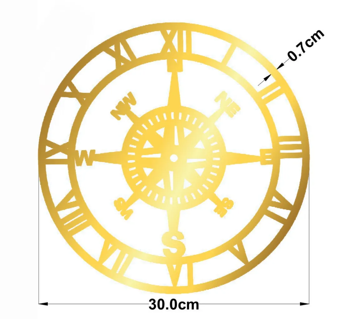 Roman Ring With Compass 30 cm Dia Acrylic Cutting For Resin Clock Art (Dark Gold)