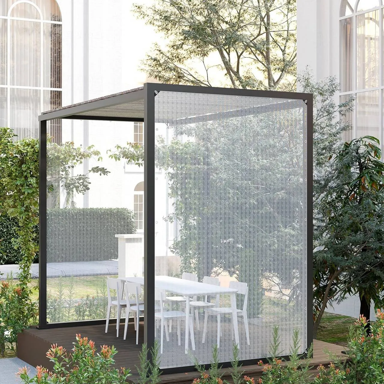 Rootz Waterproof Tarpaulin PE - Transparent Tarp - UV Resistant - Reinforced Corners - 3m x 4m - Weatherproof Outdoor Cover