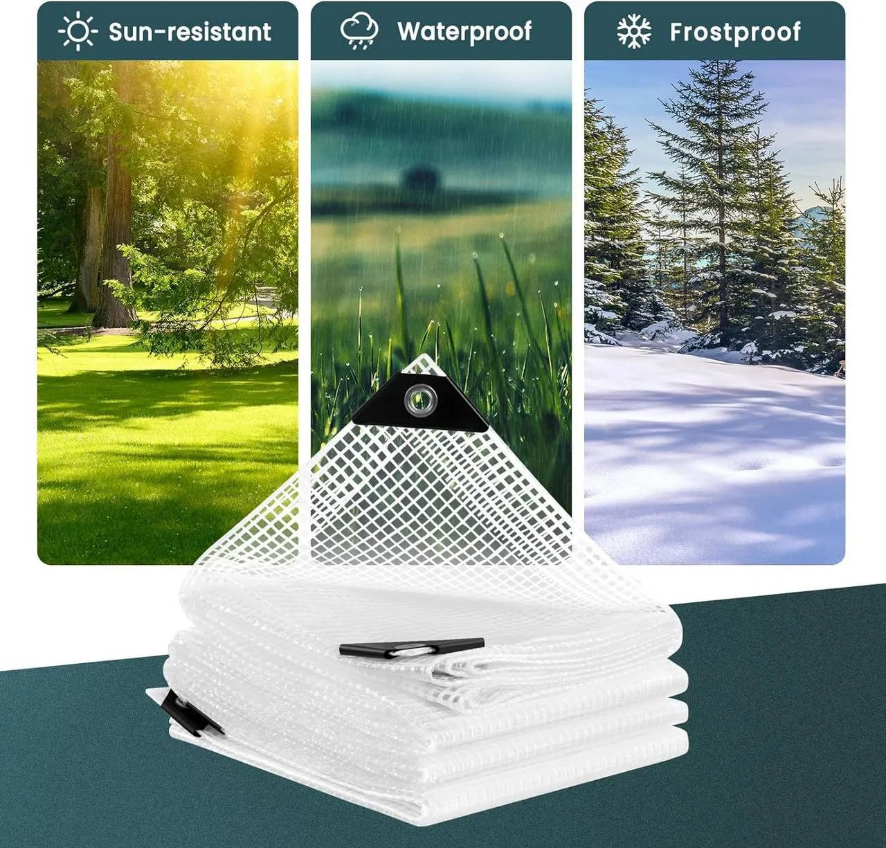 Rootz Waterproof Tarpaulin PE - Transparent Tarp - UV Resistant - Reinforced Corners - 3m x 4m - Weatherproof Outdoor Cover
