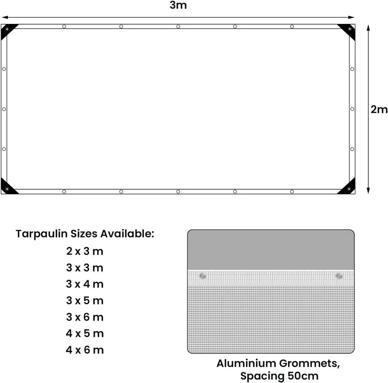 Rootz Waterproof Tarpaulin PE - Transparent Tarp - UV Resistant - Reinforced Corners - 3m x 4m - Weatherproof Outdoor Cover