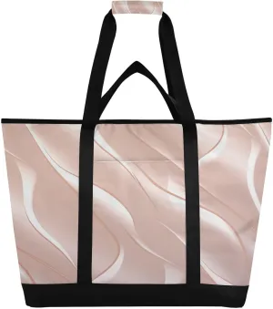 Rose Gold Texture Reusable Insulated Lunchbox Cooler Bag, Leakproof Kitchen Grocery Bag Collapsible Portable Cooler Tote Bag for Picnic, Camping, Office, Travel