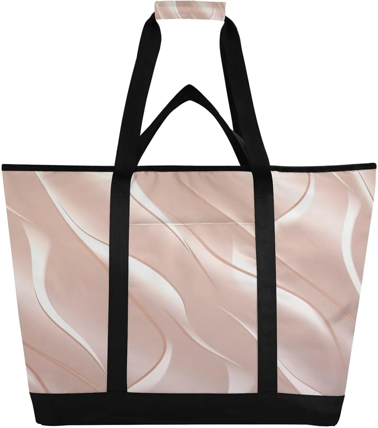 Rose Gold Texture Reusable Insulated Lunchbox Cooler Bag, Leakproof Kitchen Grocery Bag Collapsible Portable Cooler Tote Bag for Picnic, Camping, Office, Travel