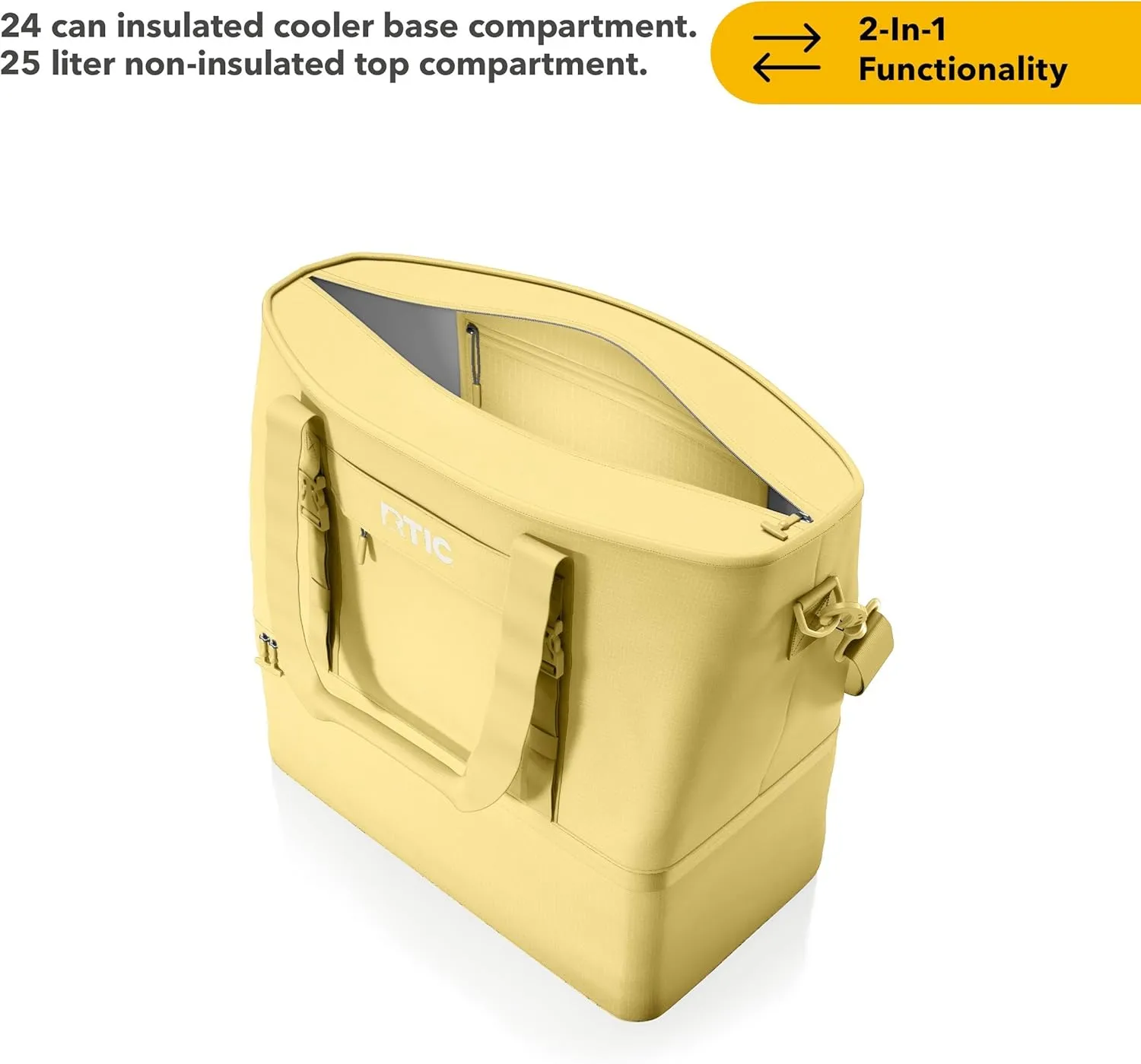 RTIC 2-in-1 Chillout Bag Soft Insulated Cooler Tote, Portable, for Lunch, Beach, Travel, Drink, Beverage, Car, Camping, Picnic, 24-Can Capacity,