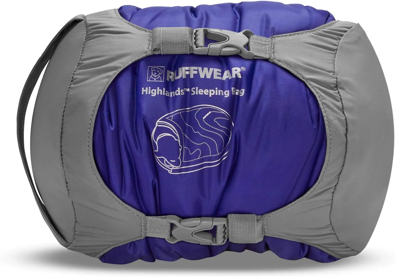 Ruffwear, Highlands Dog Sleeping Bag, Water-Resistant Portable Dog Bed for Outdoor Use, Huckleberry Blue, Large