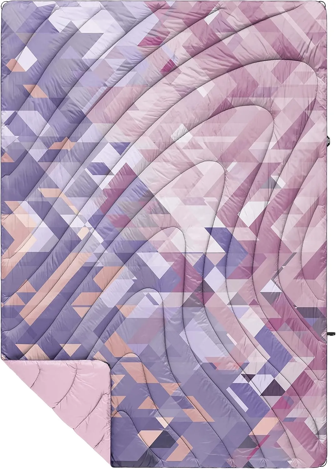Rumpl Original Puffy Blanket - Warm Puffy Camping Blanket, 100% Recycled Polyester Insulation, Lightweight, Packable, Water-Resistant, Outdoor Puffer Blanket, 52"x75", V1, Geo Rose