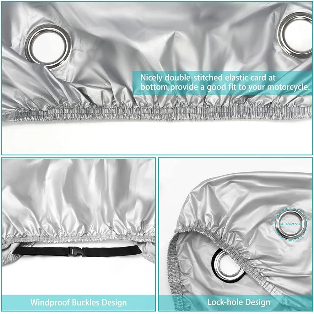 Rynx | XXL Motorcycle Cover Outdoor Waterproof, All-Year Motorcycle Sun Dust Cover - Black and Silver