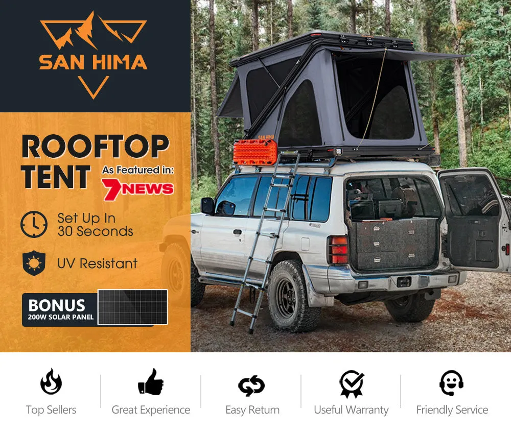 San Hima Kalbarri Z Roof Top Tent Hardshell With Ladder   200W Solar Panel