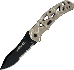 Schrade SCHA11CS Shizzle 7.7in S.S. Assisted Opening Folding Knife with 3.4in Serrated Drop Point Blade and Aluminum Handle for Survival, Tactical and EDC