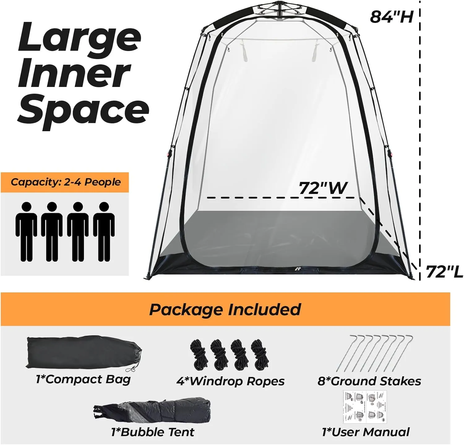 Screen House Pop Up Canopy, Portable Tent for Camping Outdoor Gazebo Weatherproof Prefab Tiny Homes, Black (6x6FT)