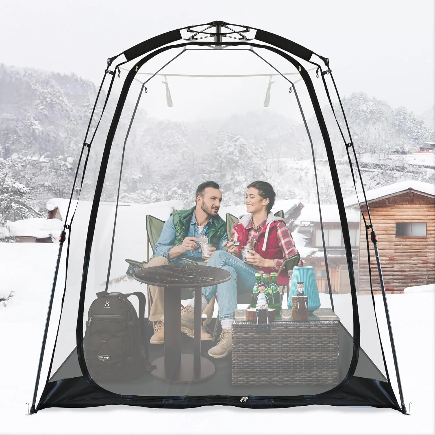 Screen House Pop Up Canopy, Portable Tent for Camping Outdoor Gazebo Weatherproof Prefab Tiny Homes, Black (6x6FT)