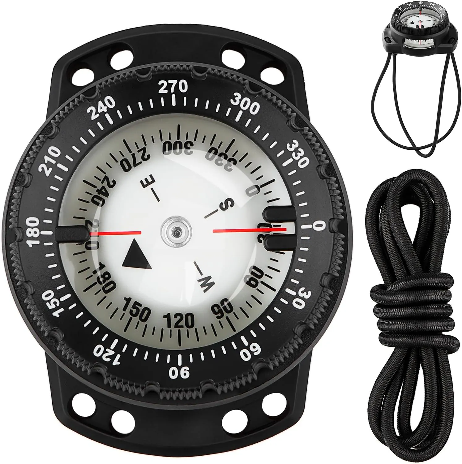 Scuba Dive Compass, Waterproof 5ATM Marine Navigation Wrist Compass with Bungee Mount and Cord, Glow in The Dark for Underwater Diving, Sailing, Camping, Kayaking, Hiking