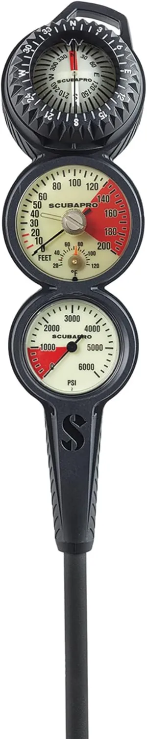 Scubapro 3-Gauge in-line Dive Console with FS-2 Compass, Pgpsi Dgft, One Size