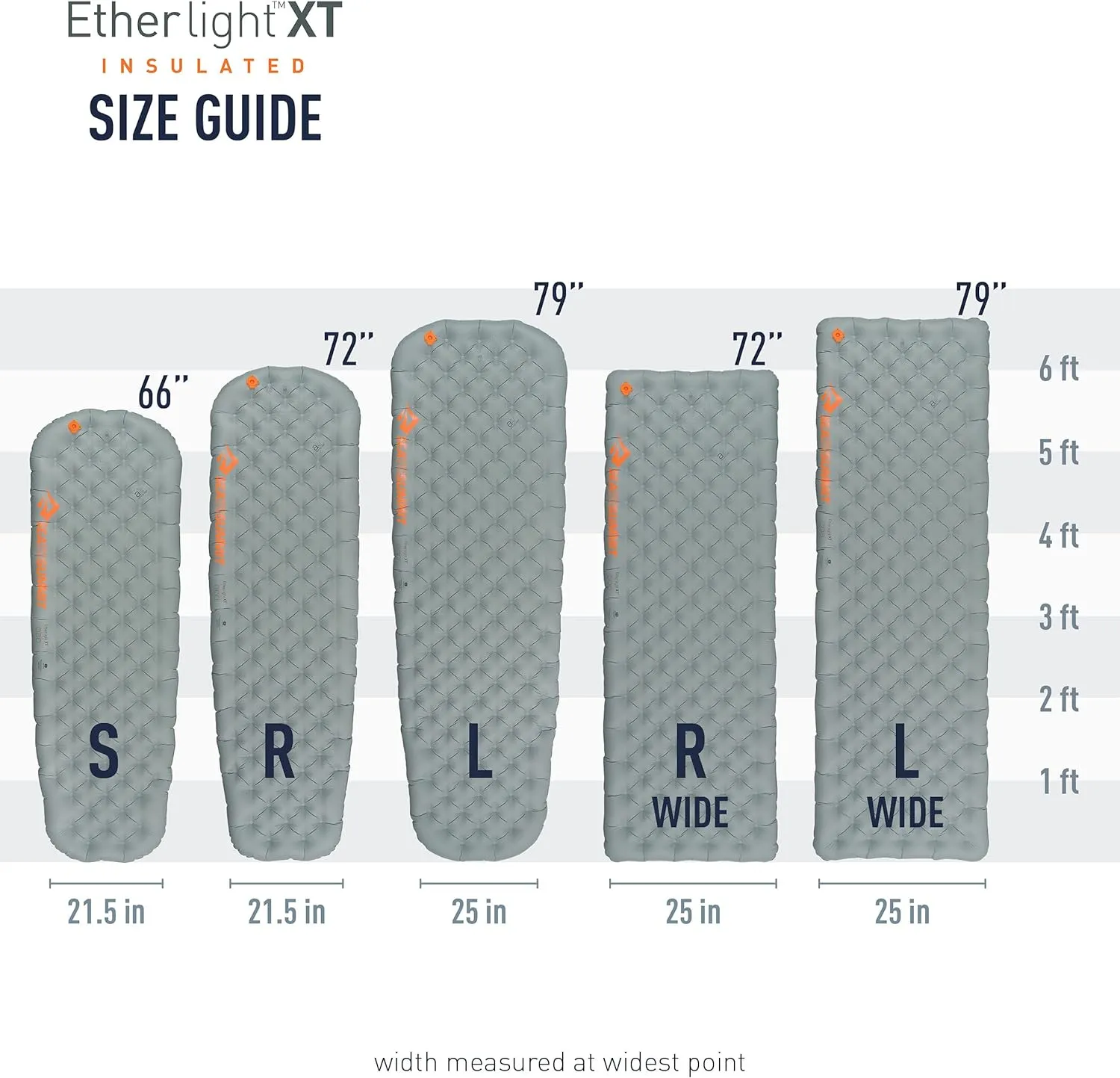Sea to Summit Ether Light XT Extra-Thick Insulated Sleeping Pad, Tapered - Small (66 x 21.5 x 4 inches)