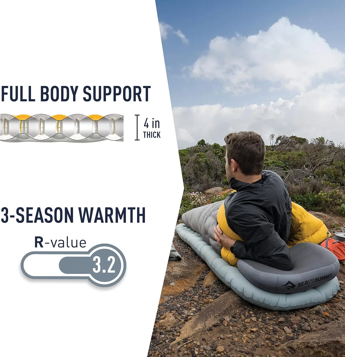 Sea to Summit Ether Light XT Extra-Thick Insulated Sleeping Pad, Tapered - Small (66 x 21.5 x 4 inches)