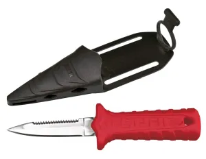 SEAC Samurai, Diving Knife with Safe Holster and Velcro Strap, Small, Red