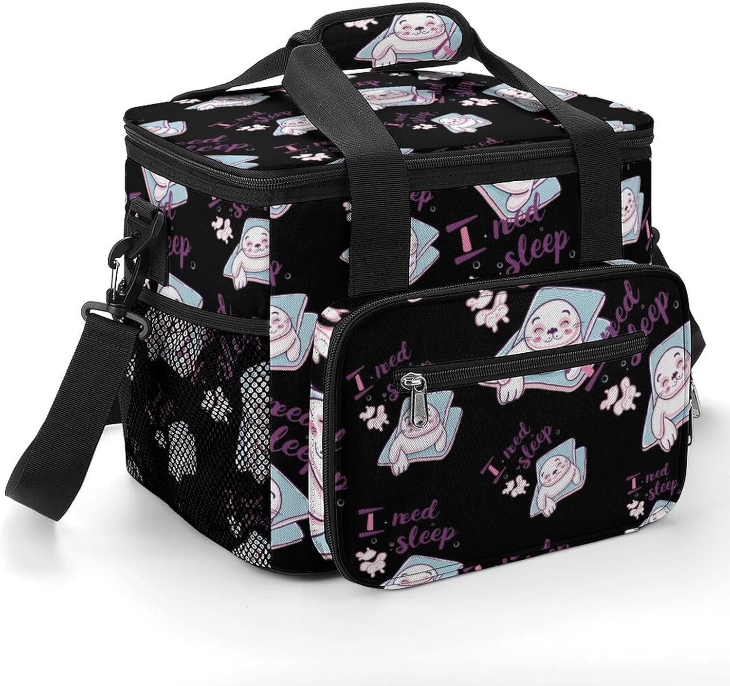 Seal I Need Sleep Soft Cooler Bag Insulated Grocery Bags Large Lunch Box for Travel Camping Car