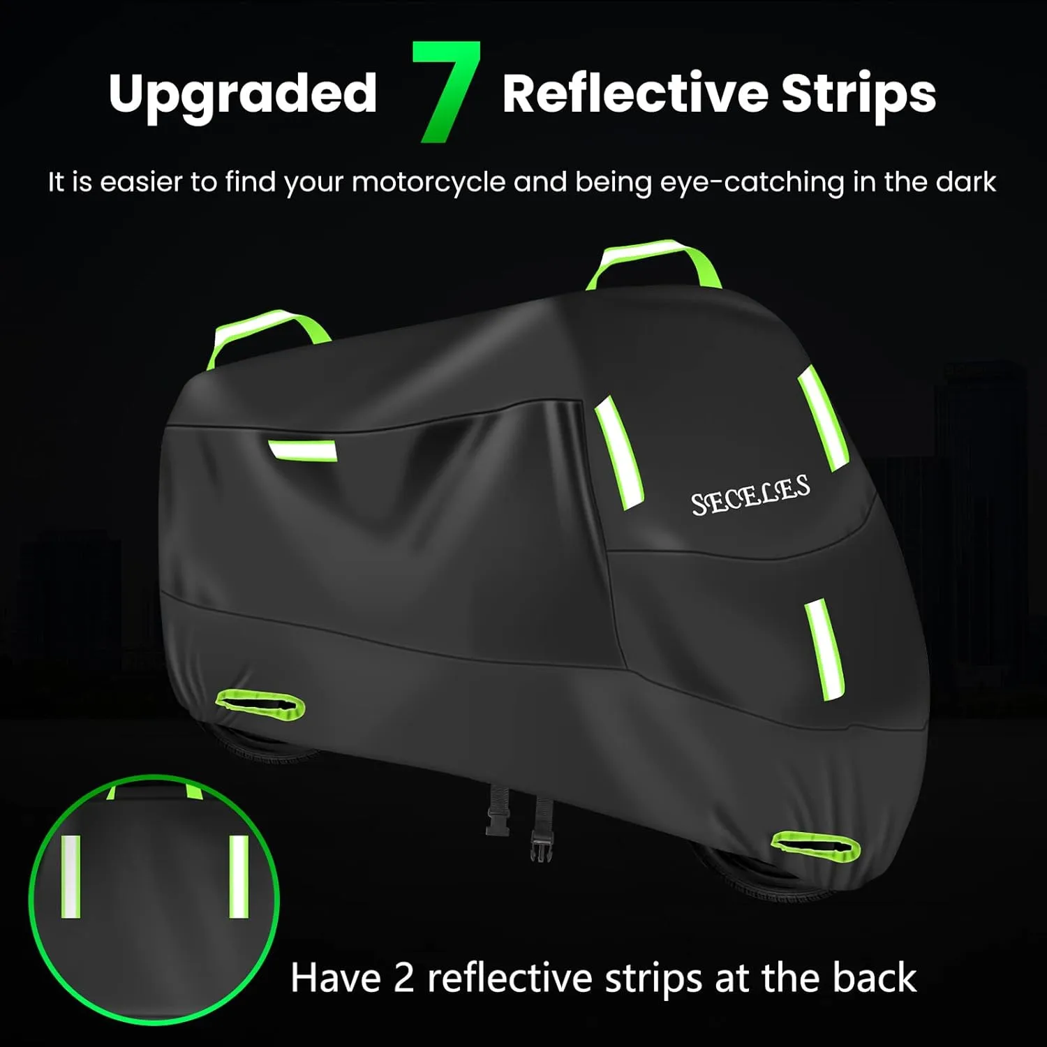 SECELES Scooter Cover Waterproof Outdoor, Vespa Cover All Weather Protection fits up to 82" Vespa Scooter 125cc 150cc Motorcycle Tarp Accesorios para Moto (XL: 82" x 37" x 50")