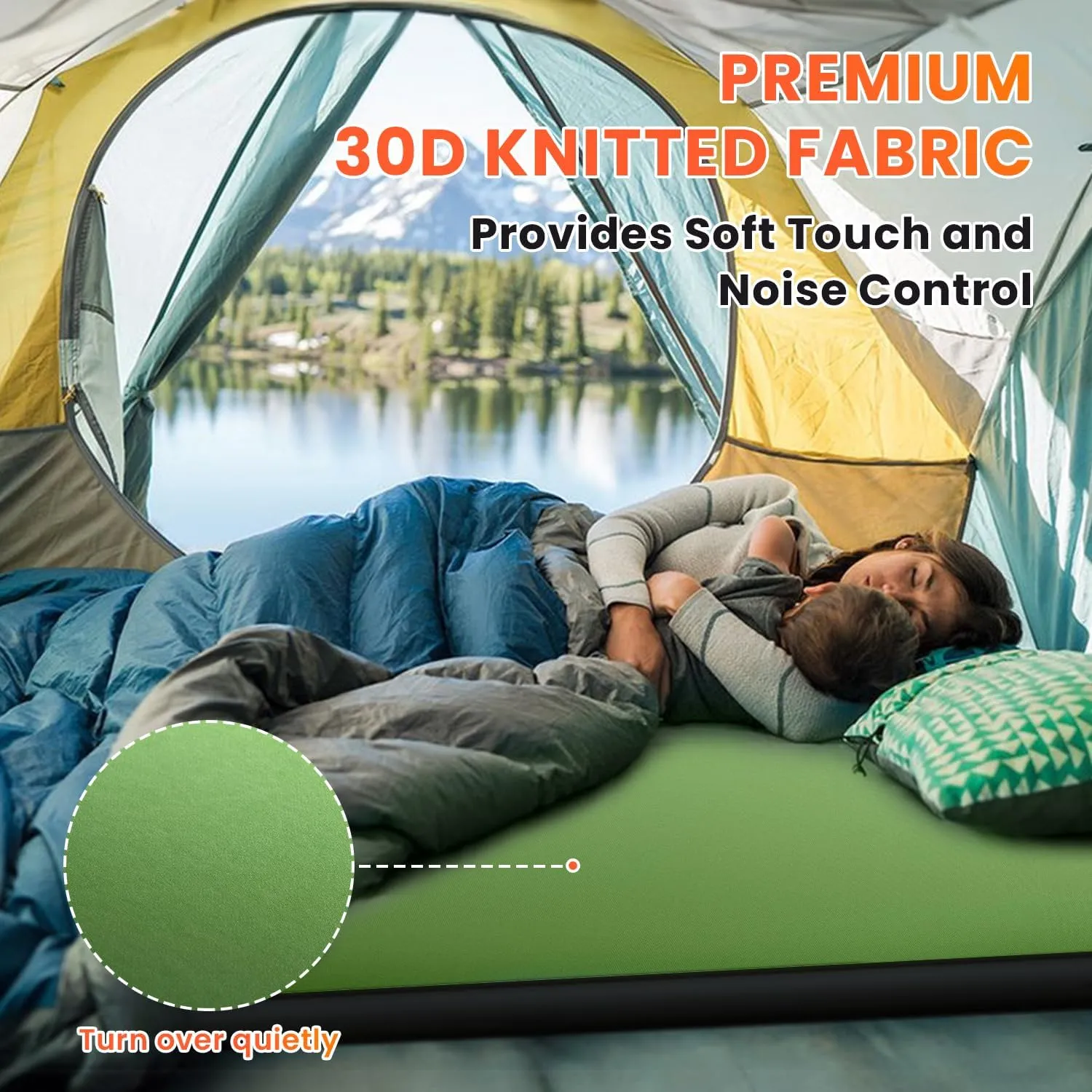 Self Inflating Sleeping Pad with Built-in Electric Pump, 4" Ultra Thick Memory Foam Double Camping Mattress, Fast Deflating Camping Sleeping Pad, 4 Season Insulated Sleeping Pad for Hiking, Tent, Car