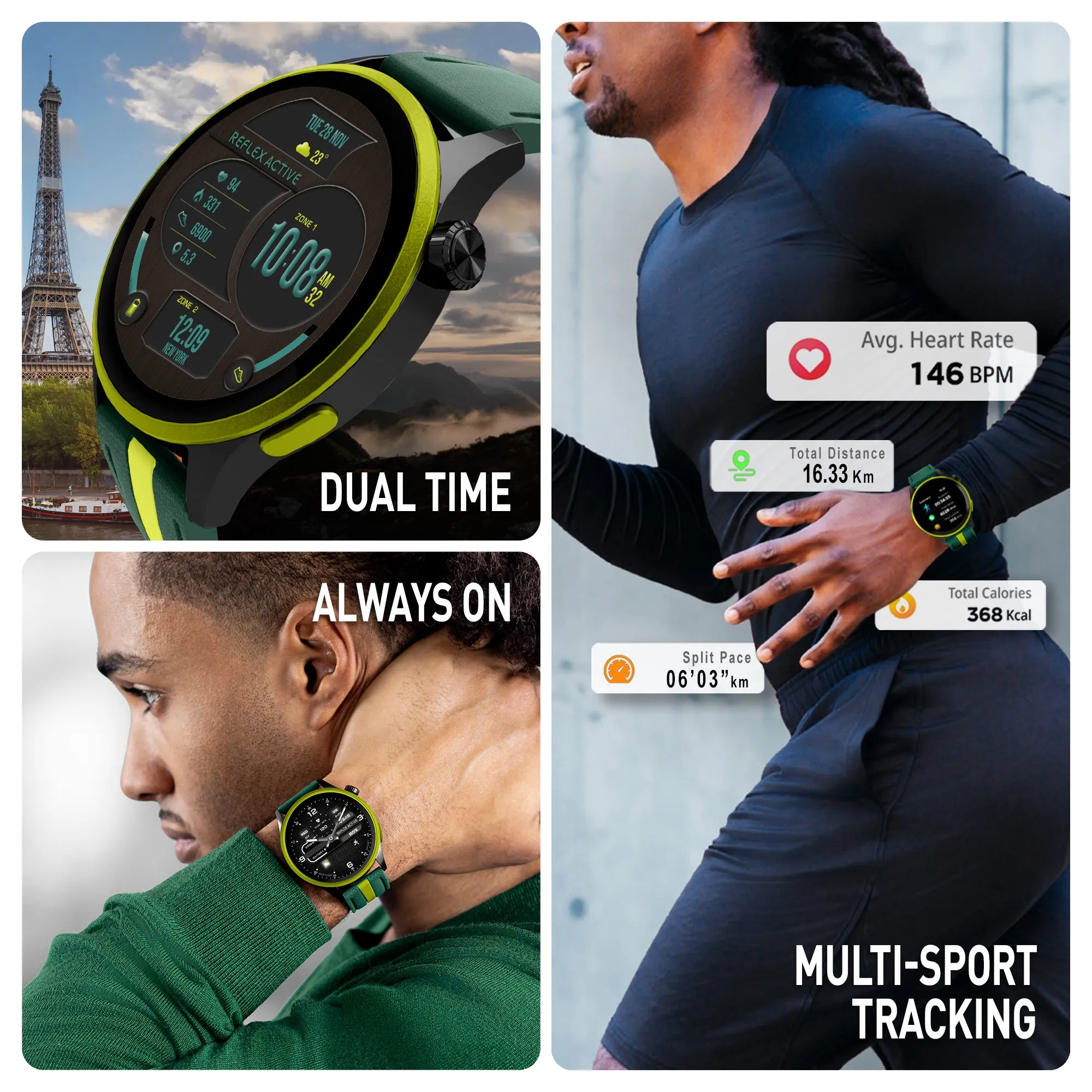 Series 54 AMOLED GPS Green and Yellow Smart Calling Watch
