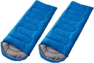 Set of 2 - Camping Sleeping Bags - 7 Feet Mummy Style Comfortable Portable Blue and Gray with Carry Sacks