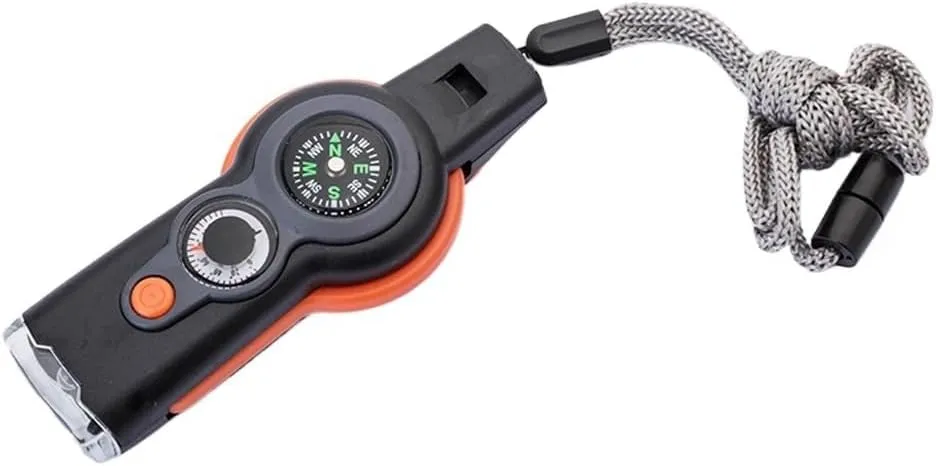 Seven in Whistle for Survival, Whistle, Compass, Thermometer, and Other Outdoor Activities