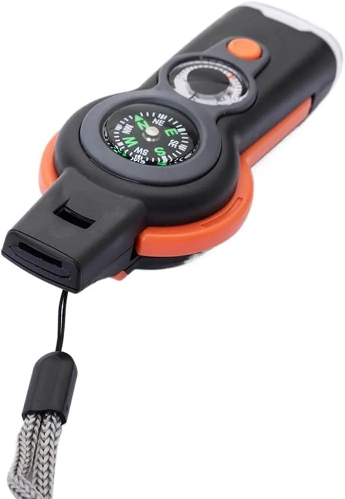 Seven in Whistle for Survival, Whistle, Compass, Thermometer, and Other Outdoor Activities