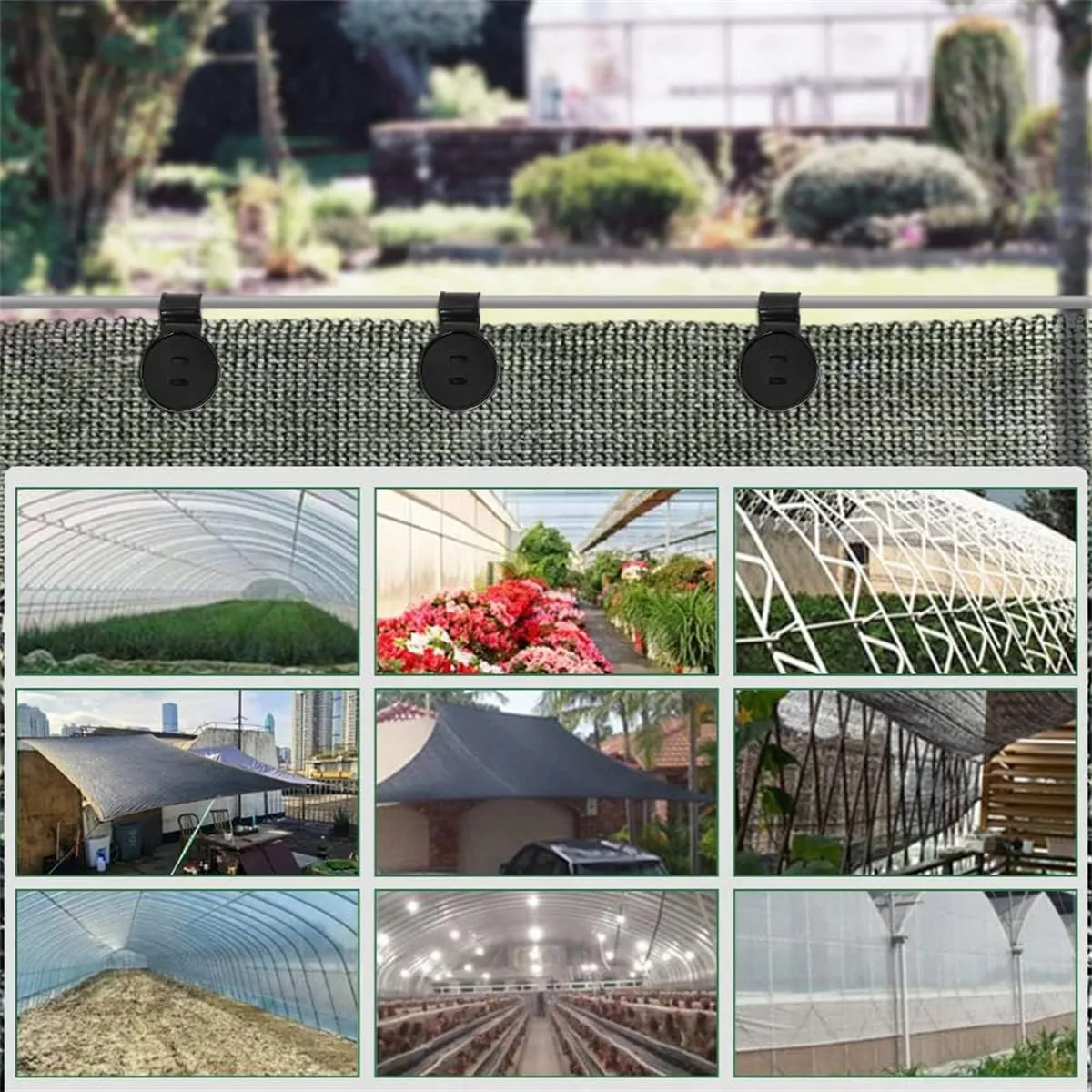 Shade Cloth Heavy Duty Lock Grip, Shade Cloth Plastic Clips, Windproof Awning Clamp Grip, Greenhouse Shade Cloth Fix Clamp,Tarp Clips Heavy Duty Lock Grip，Available in Three Colors (Black,100 Pcs)