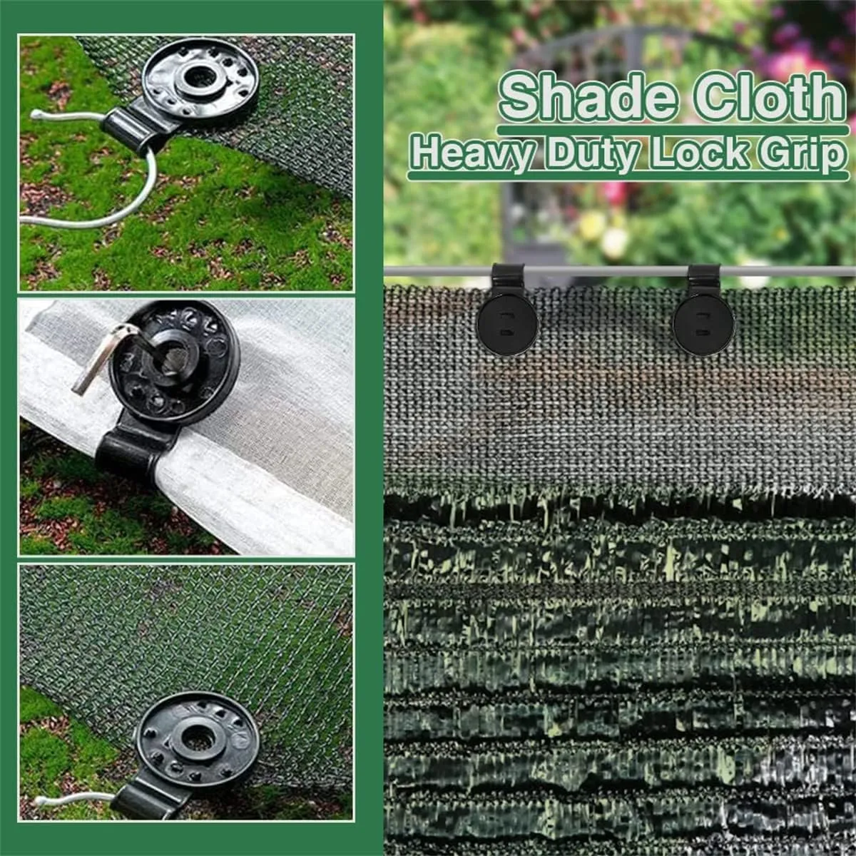 Shade Cloth Heavy Duty Lock Grip, Shade Cloth Plastic Clips, Windproof Awning Clamp Grip, Greenhouse Shade Cloth Fix Clamp,Tarp Clips Heavy Duty Lock Grip，Available in Three Colors (Black,100 Pcs)