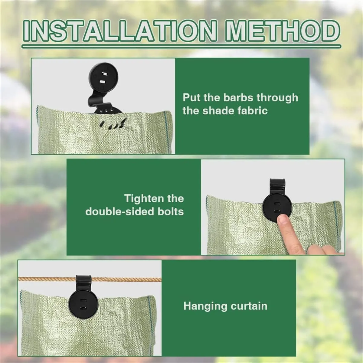 Shade Cloth Heavy Duty Lock Grip, Shade Cloth Plastic Clips, Windproof Awning Clamp Grip, Greenhouse Shade Cloth Fix Clamp,Tarp Clips Heavy Duty Lock Grip，Available in Three Colors (Black,100 Pcs)