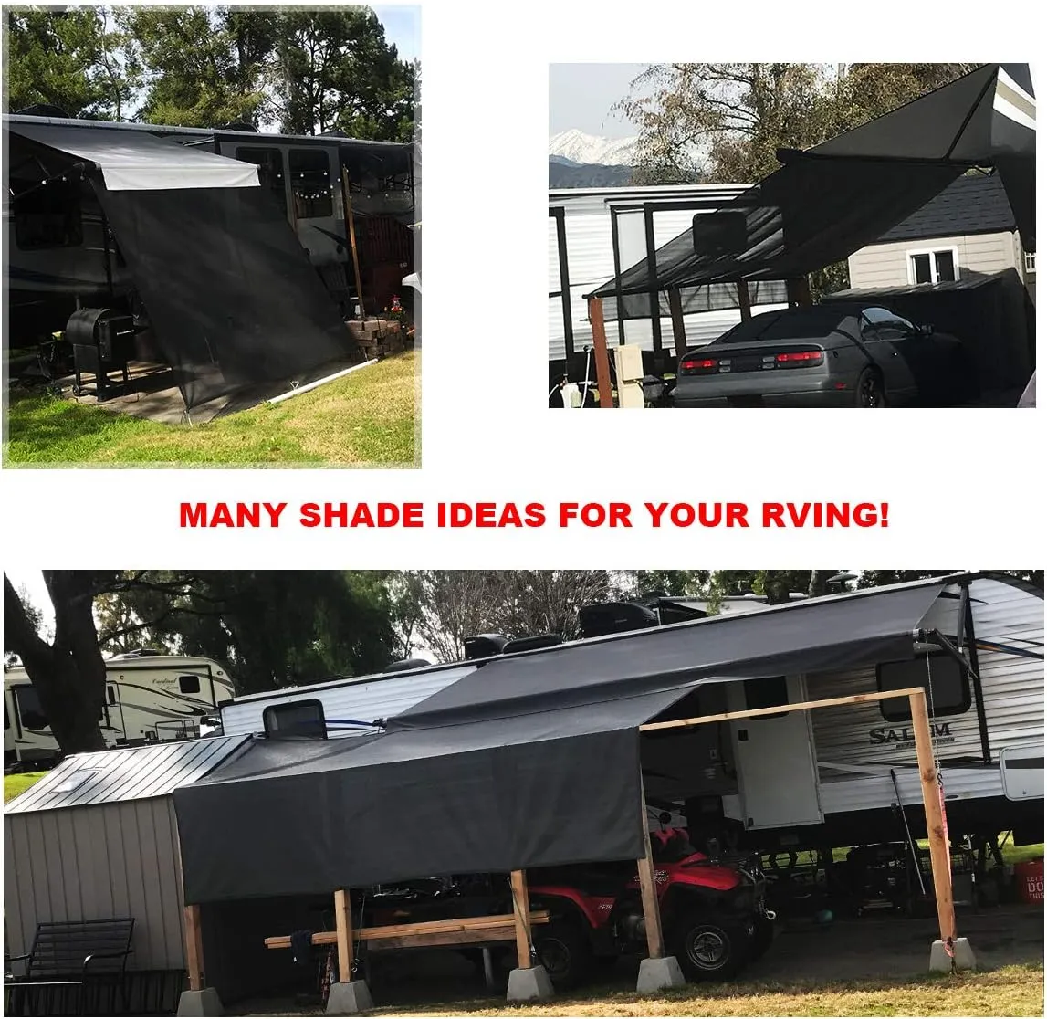 Shadeidea RV Awning Sun Shade Screen for Awning - 9' X 20' 5'' Black Mesh Sunshade Motorhome Camping Trailer UV Sunblocker Canopy Sunscreen - Offer 3 Year Warranty