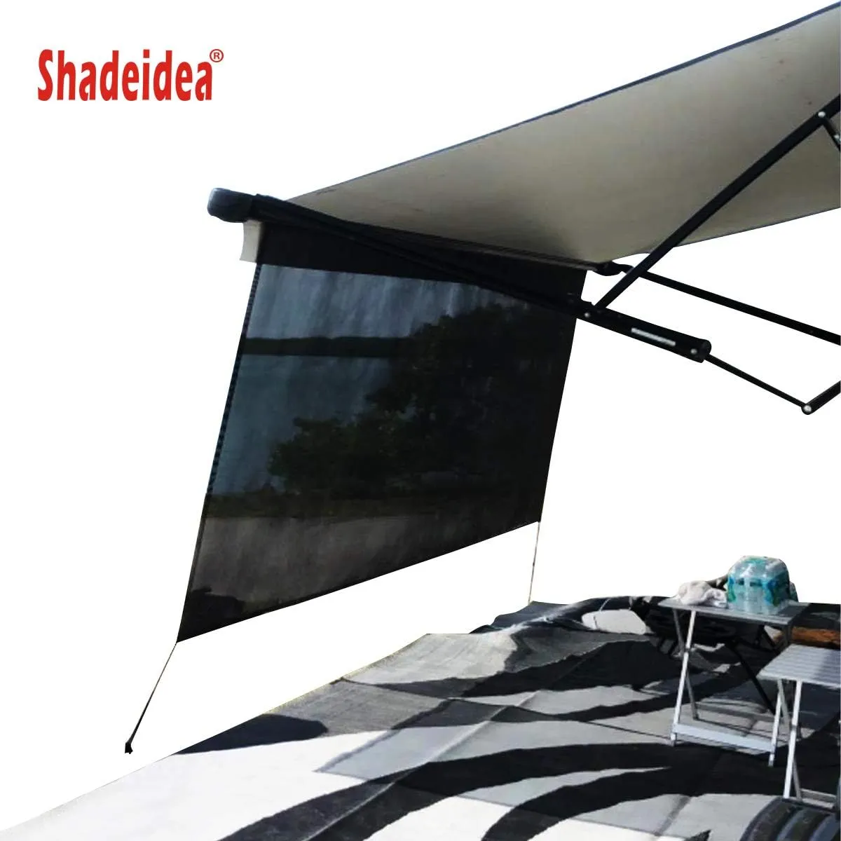 Shadeidea RV Awning Sun Shade Screen for Awning - 9' X 20' 5'' Black Mesh Sunshade Motorhome Camping Trailer UV Sunblocker Canopy Sunscreen - Offer 3 Year Warranty
