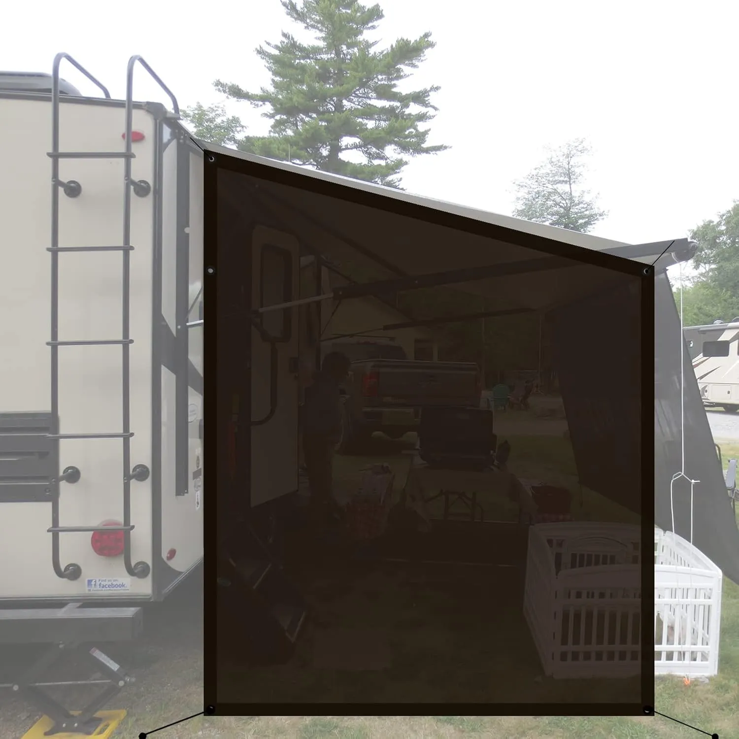Shadeidea RV Awning Sun Shade Screen for Awning Side - 9' 6'' X 7' 6'' Brown Mesh Sunshade Motorhome Camping Trailer UV Sunblocker Canopy Sunscreen - Offer 3 Year Warranty