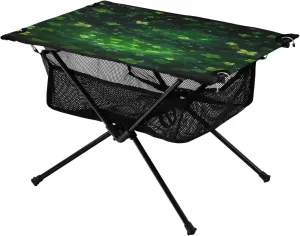 Shamrocks Pattern Portable Folding Camping Table, Compact Lightweight Beach Table with Carrying Bag for Outdoor Picnics, BBQs, Camp