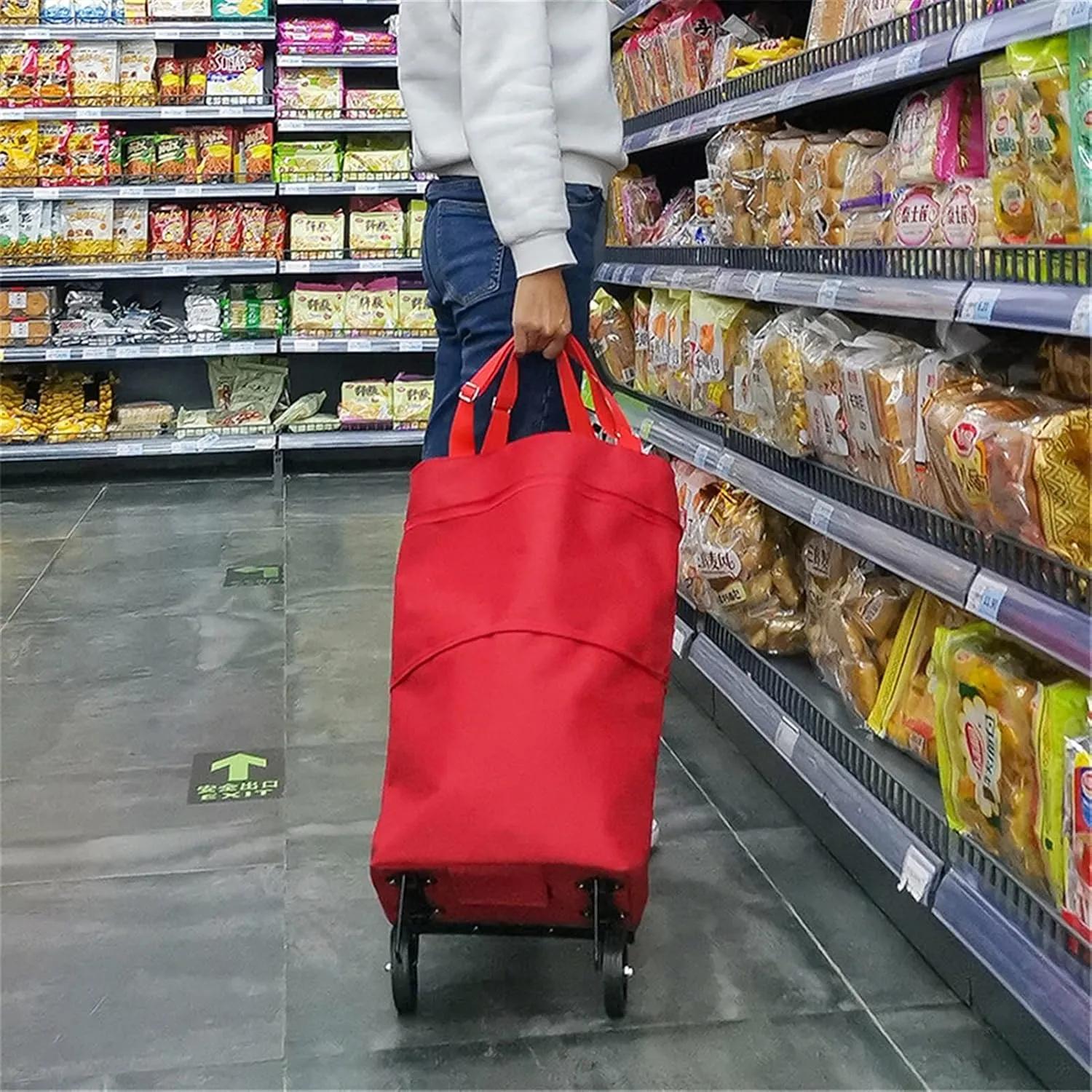 Shopping Cart Wheeled Foldable Shopping Bag Cart Double Rolling Wheels Loading Utility Shopping Laundry Grocery Luggage Folding Hand Truck (Color : Q 2)