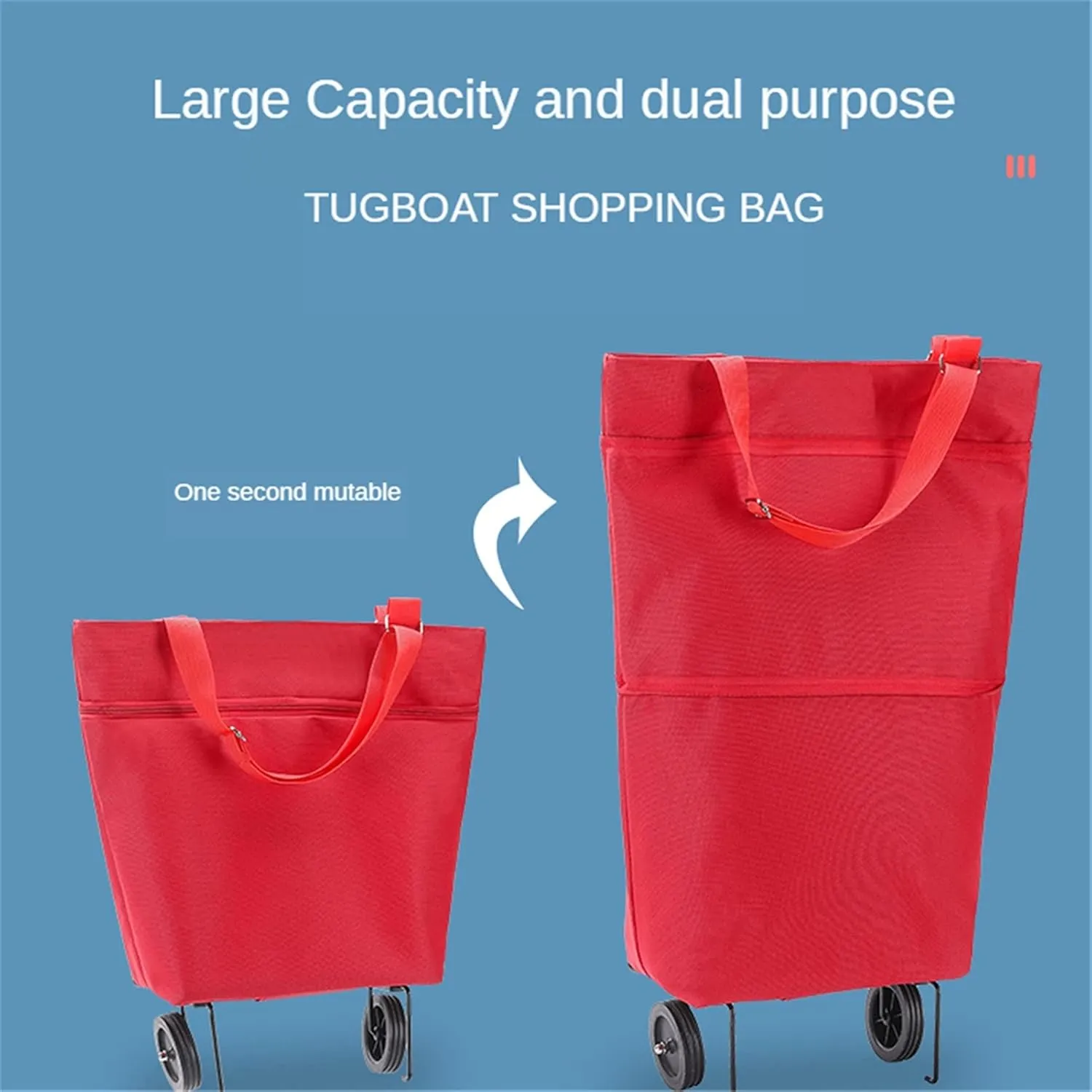 Shopping Cart Wheeled Foldable Shopping Bag Cart Double Rolling Wheels Loading Utility Shopping Laundry Grocery Luggage Folding Hand Truck (Color : Q 2)