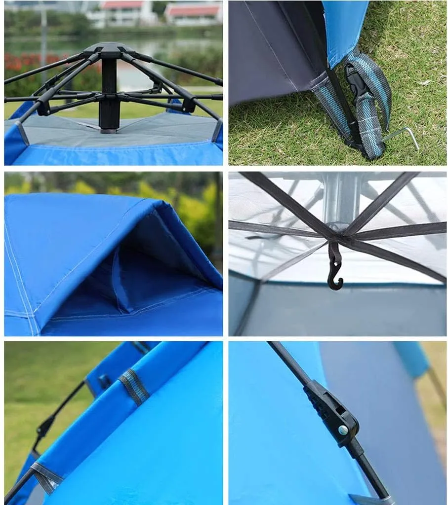 SHQ Tent 6-9 Person Hexagon Mongolian Yurt Tent Rainproof Anti-UV Breathable Double Layer Camping Tent for Outdoor Camping Yurt (Color : Royal Blue)