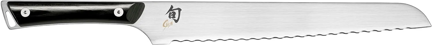 Shun Kazahana 9" Bread Knife, Handcrafted Japanese Serrated Knife, AUS10A Stainless Steel Blade, Pakkawood Handle, Slicing Tool for Professional and Home Chefs