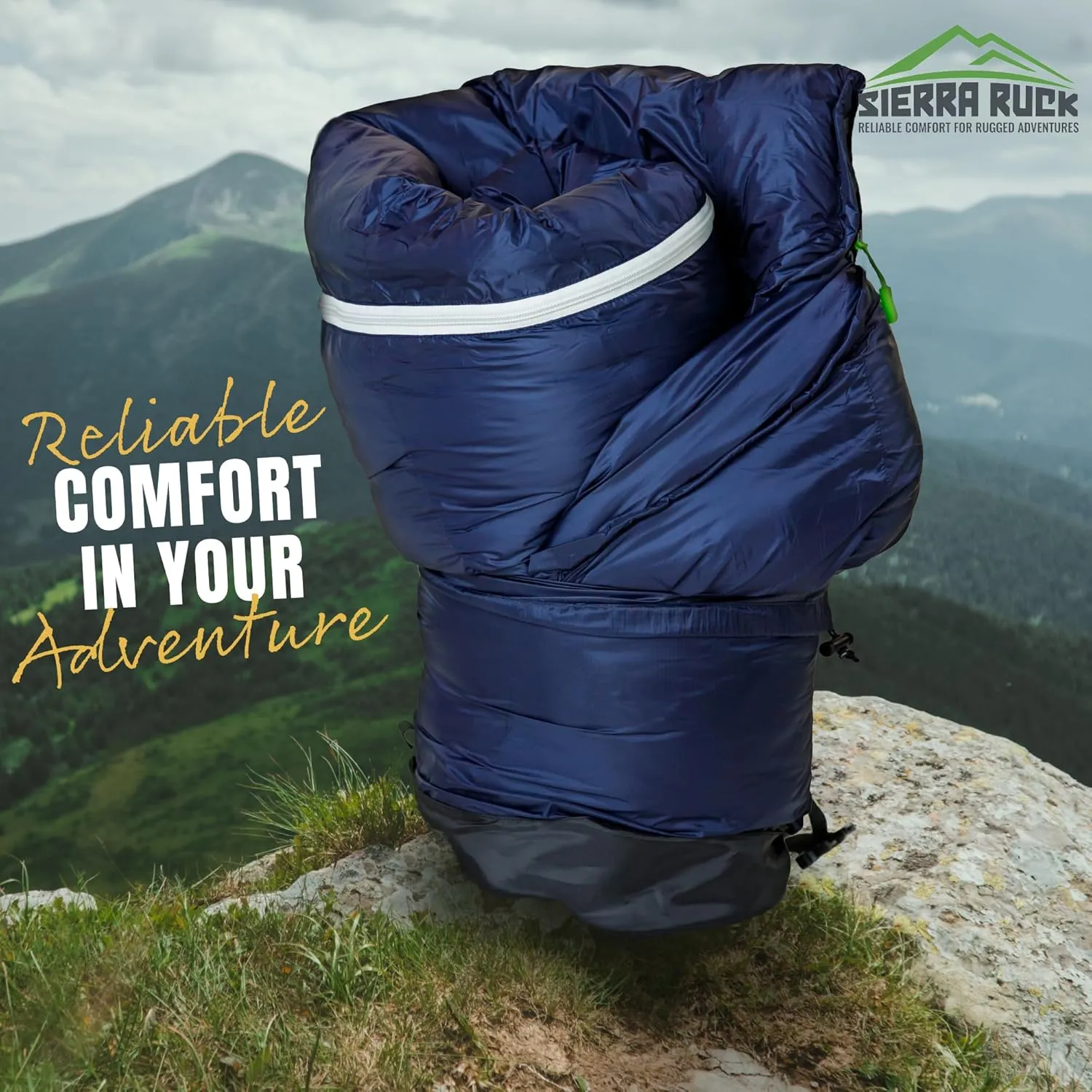 SIERRA RUCK 650 Down Sleeping Bag, Lightweight Pack for Hiking, Backpacking, Trekking and 4 Season Camping
