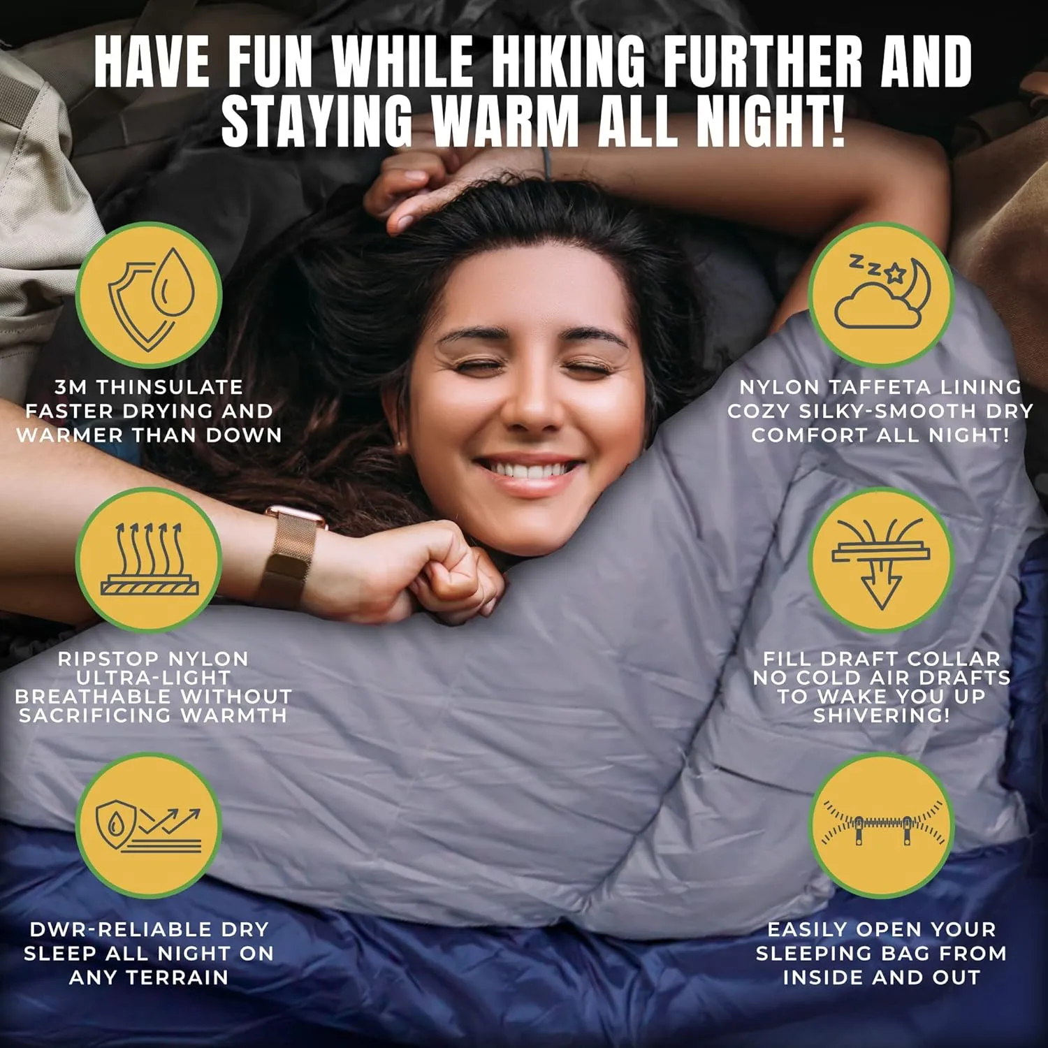 SIERRA RUCK 650 Down Sleeping Bag, Lightweight Pack for Hiking, Backpacking, Trekking and 4 Season Camping