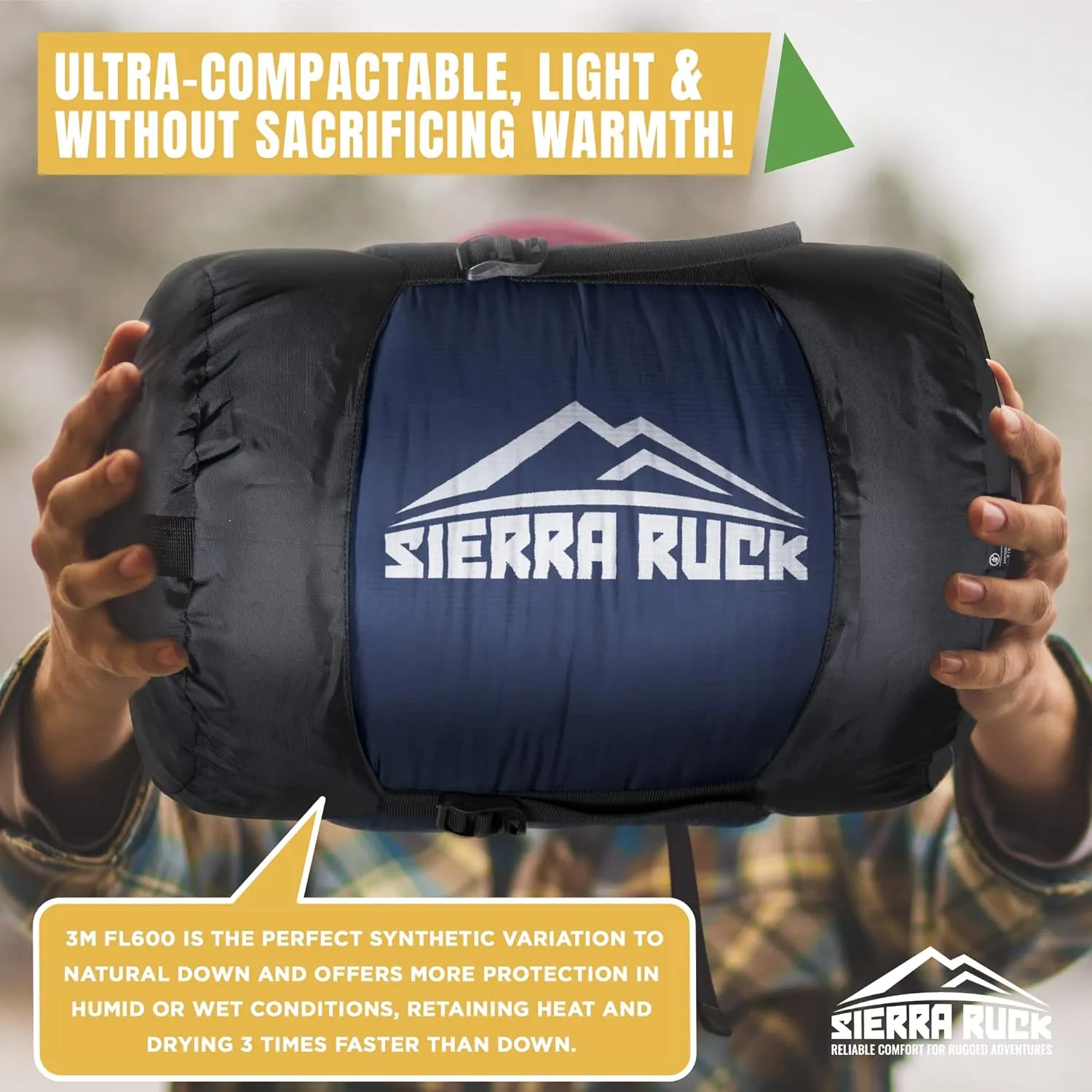 SIERRA RUCK 650 Down Sleeping Bag, Lightweight Pack for Hiking, Backpacking, Trekking and 4 Season Camping