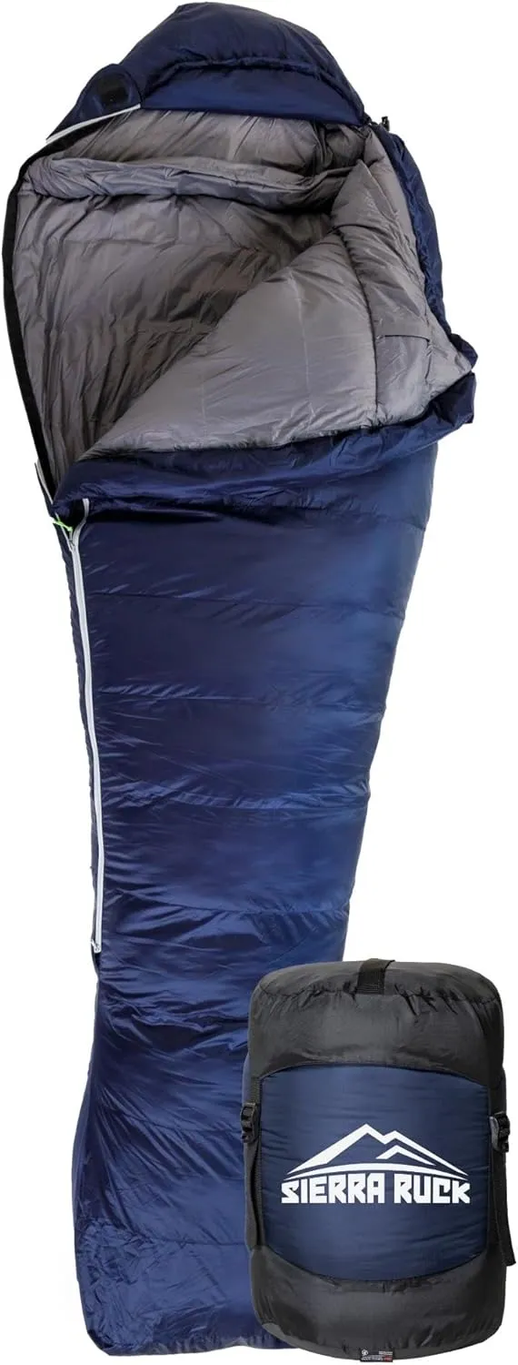 SIERRA RUCK 650 Down Sleeping Bag, Lightweight Pack for Hiking, Backpacking, Trekking and 4 Season Camping