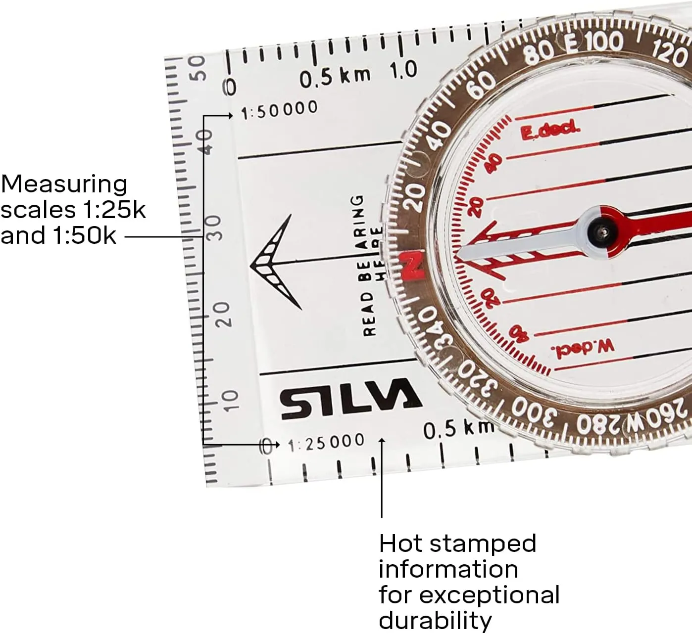 Silva Outdoor Compass (Made in Sweden) Classic, Map Scales 1:25k and 1:50k, Rotating Compass Case, Hiking Compass, Walking Compass - Free Shipping Worldwide