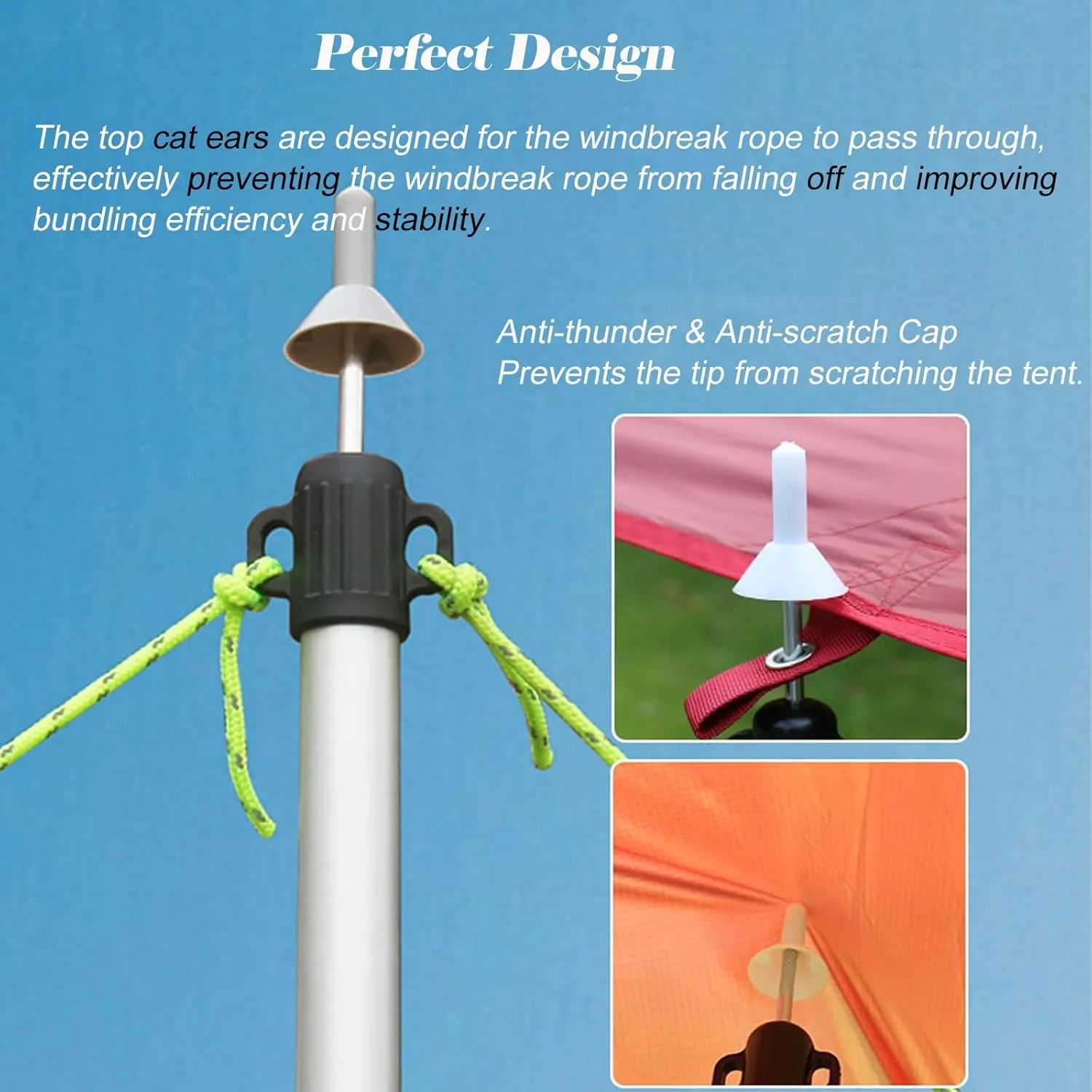 Silver Telescoping Tarp Poles Waterproof Lightweight, Adjustable Aluminum Alloy Tent Poles with Feet Cover, Twist Lock Design Awning Poles for Camping(Pack of 1)