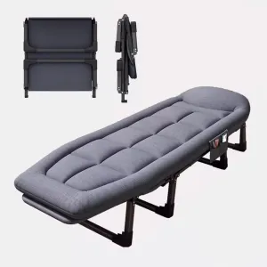 Simple Camping Cot with Mattress Guest Bed with Headrest 6-Position Adjustable Backrest Folding Camping Bed Loading 440lbs