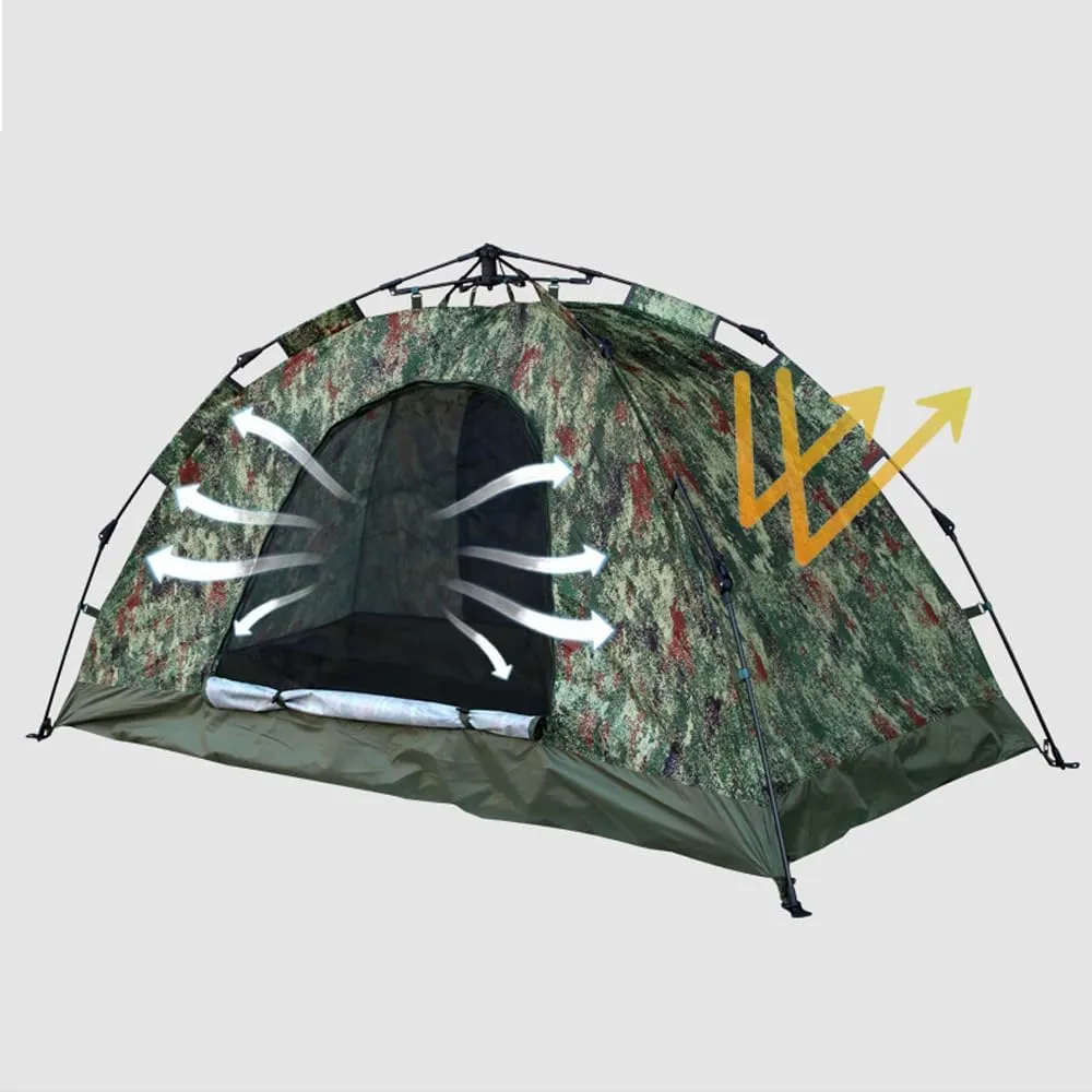Single Double Double Rainproof Automatic Quick Opening Tent Camping Tent 2 Person Suitable for Family Camping, Traveling, Fishing, Backpacking, Outing, Party, Hiking, etc., Green