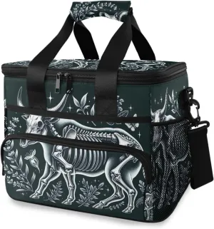 Skeleton Magical Herbs Gothic Cooler Bag Insulated Cooler Soft Sided Cooler 24 Can Portable Picnic Bag Large Leakproof Lunch Bag Box for Beach Grocery Camping Travel Car Men Women