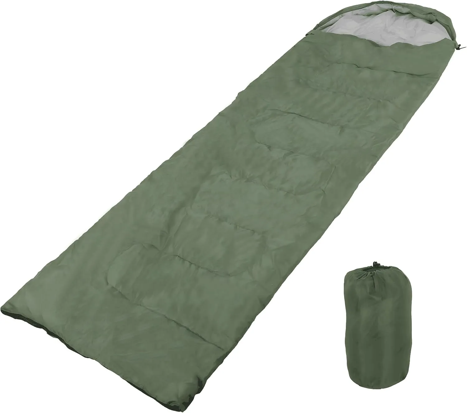 Sleeping Bag Cold Warm Weather Backpacking Bags Weather Sleeping Bag Lightweight Stuff Sack for Indoor Outdoor (OD Green)